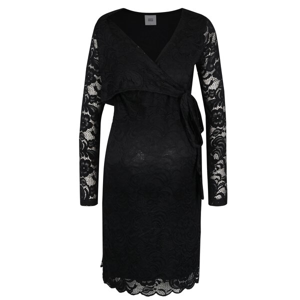 Rochie neagra din dantela cu decolteu suprapus pentru alaptat Mama.licious Mivana