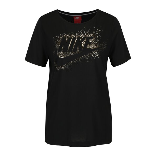 Tricou negru cu print auriu pentru femei - Nike Metallic
