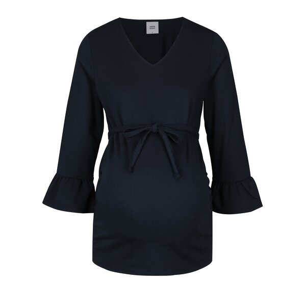 Bluza bleumarin cu maneci 3/4 clopot Mama.licious Lana