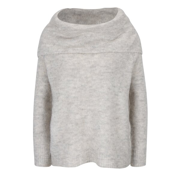 Pulover oversized gri melanj cu guler amplu si inalt - ONLY Bergen