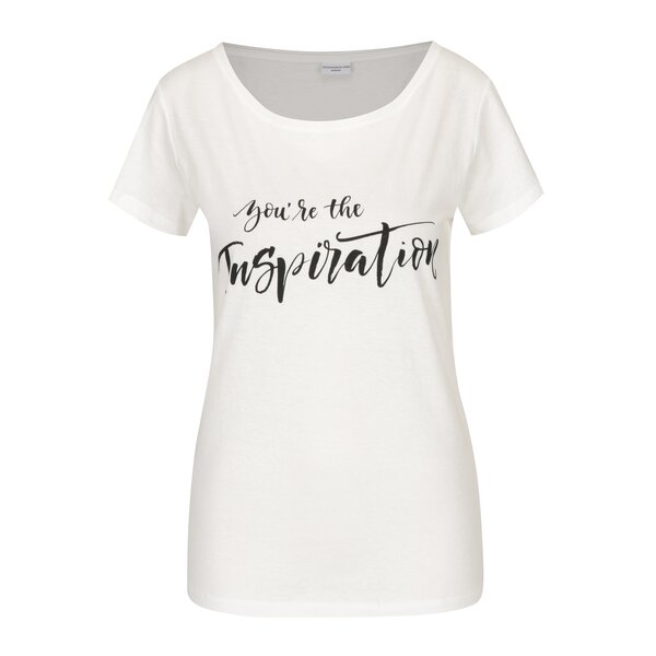 Tricou alb&negru cu print inscriptie Jacqueline de Yong Chicagos