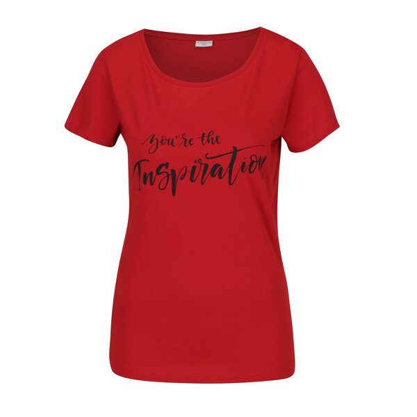 Tricou rosu&negru cu print inscriptie Jacqueline de Yong Chicagos