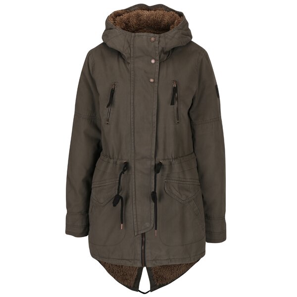Geaca parka kaki cu guler inalt ONLY Leeona