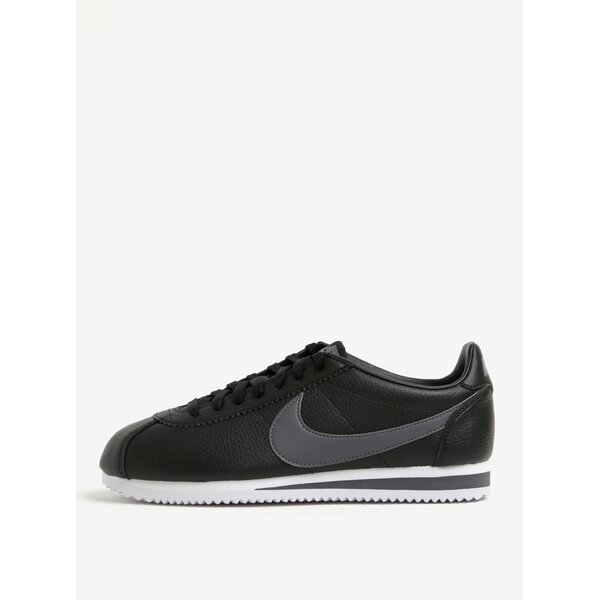 Pantofi sport negri din piele cu logo pentru barbati Nike Classic Cortez