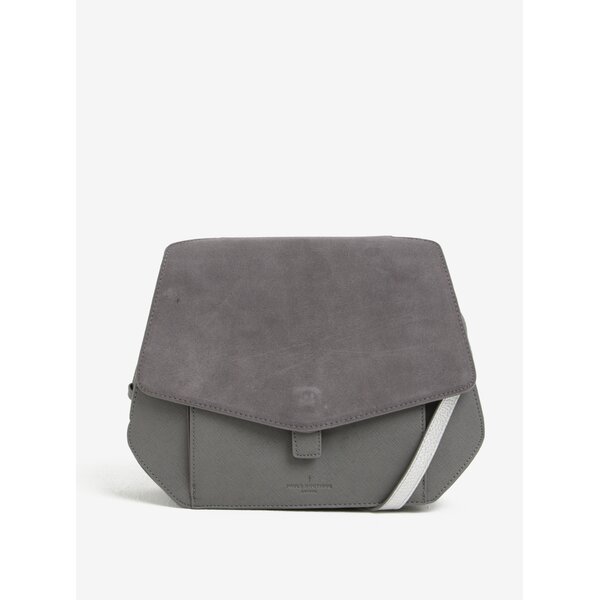 Geanta gri de mana cu clapeta din piele - Pauls Boutique Grayson