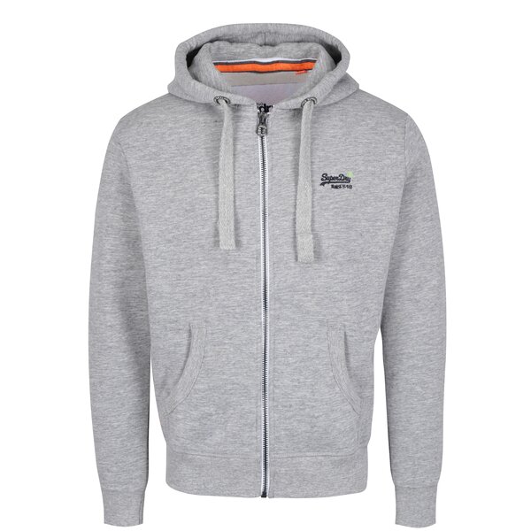 Hanorac gri melanj cu gluga si logo brodat pentru barbati - Superdry Orange