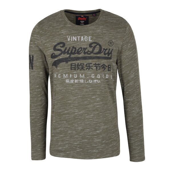 Bluza kaki melanj cu print pentru barbati - Superdry Premium