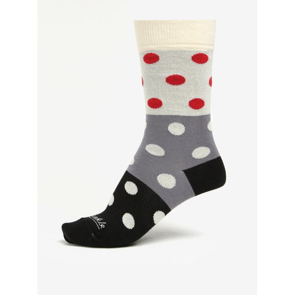 Sosete unisex crem cu buline rosii - Fusakle Guličkár