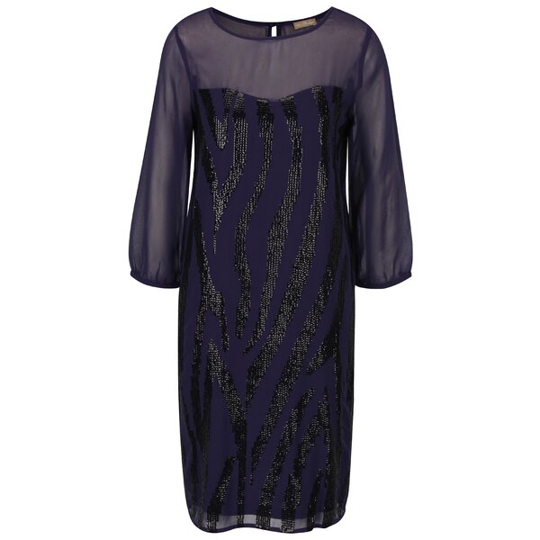 Rochie bleumarin cu paiete si maneci transparente M&Co