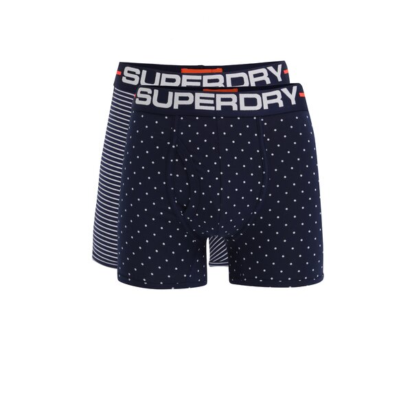 Set de 2 boxeri bleumarin cu print si logo - Superdry Sport