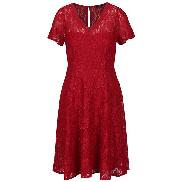 Rochie rosie din dantela cu decupaj la umeri M&Co