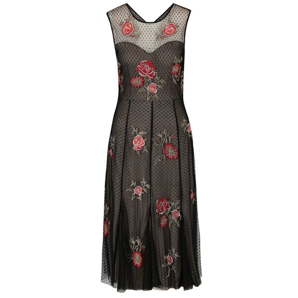 Rochie neagra din dantela cu broderie florala M&Co