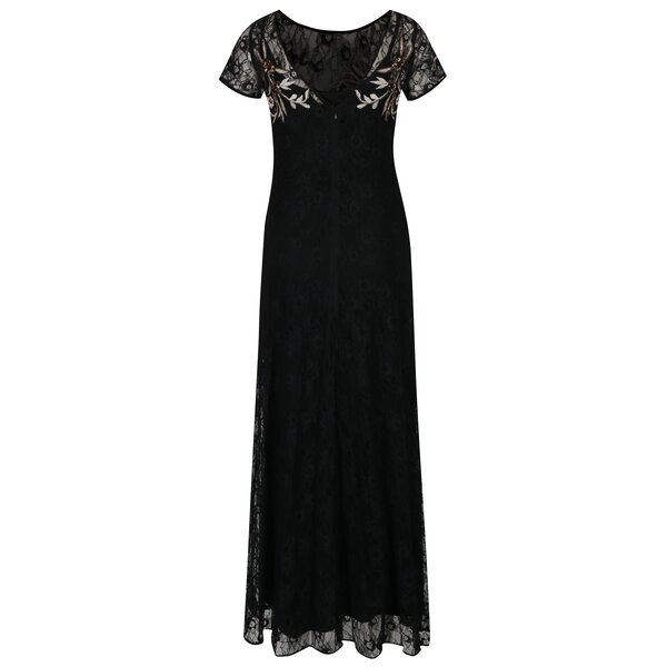 Rochie maxi neagra din dantela cu broderie florala M&Co