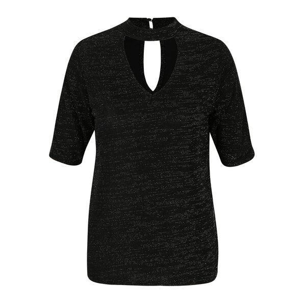 Bluza neagra cu guler choker si fir argintiu M&Co