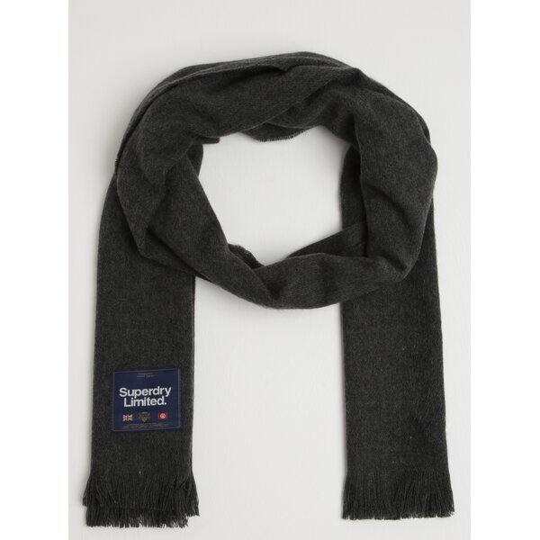 Fular calduros gri melanj cu franjuri pentru barbati - Superdry Capital