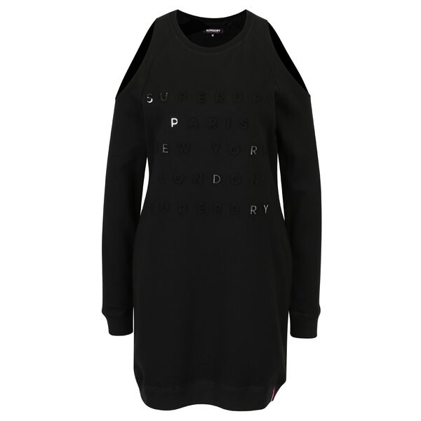 Rochie - bluza neagra cu decupaje pe umeri- Superdry Sport