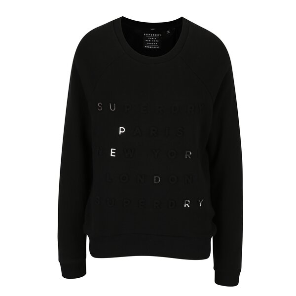 Bluza neagra cu inscriptie pentru femei - Superdry Applique