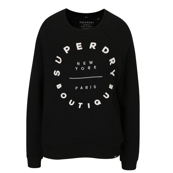 Bluza neagra cu broderie pentru femei - Superdry Applique