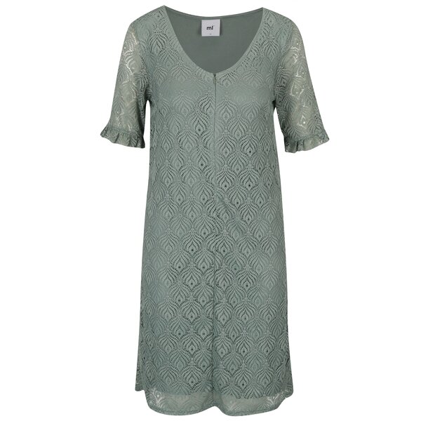 Rochie verde deschis din dantela cu maneci cu volane pentru alaptare Mama.licious Lucy