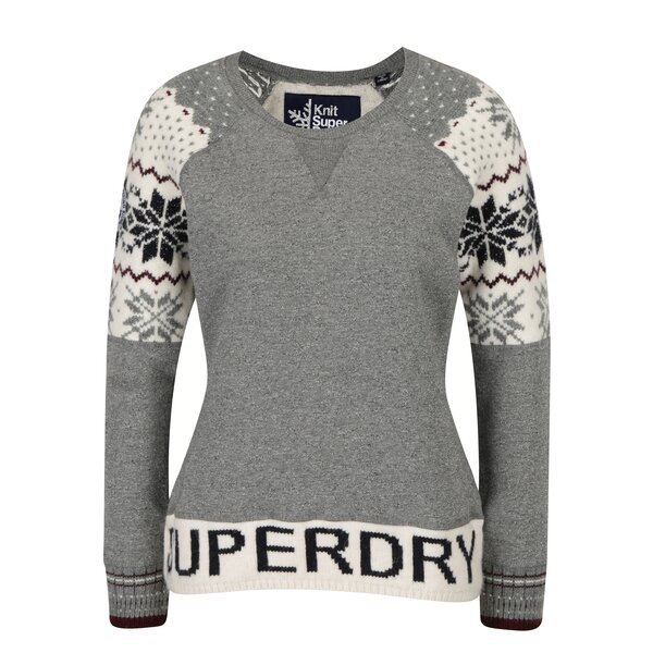 Bluza gri cu maneci tricotate pentru femei - Superdry Chalet