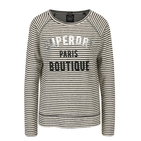 Bluza crem deschis & negru cu print - Superdry Amour