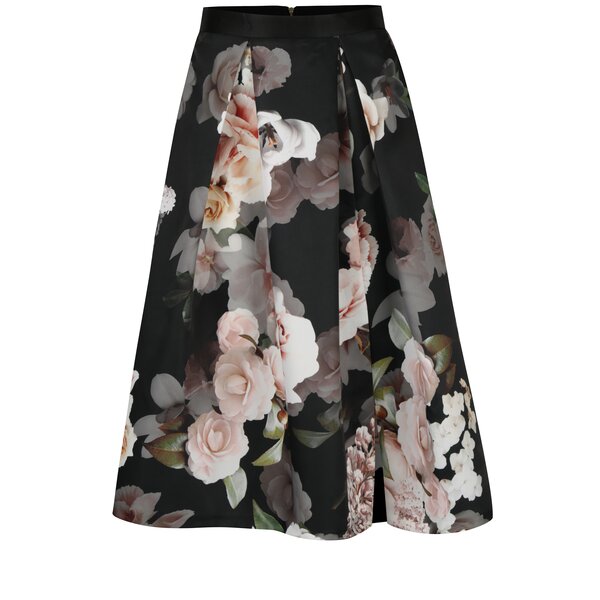 Fusta neagra cu print floral Closet