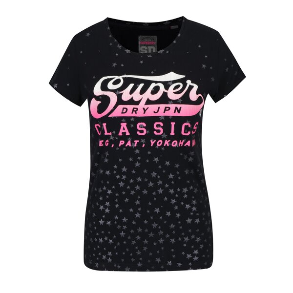 Tricou bleumarin cu print pentru femei - Superdry Classic