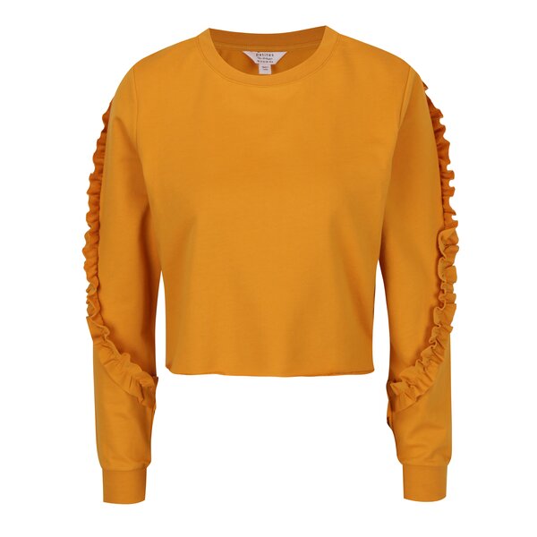 Pulover galben mustar cu volane pe maneci Miss Selfridge Petites