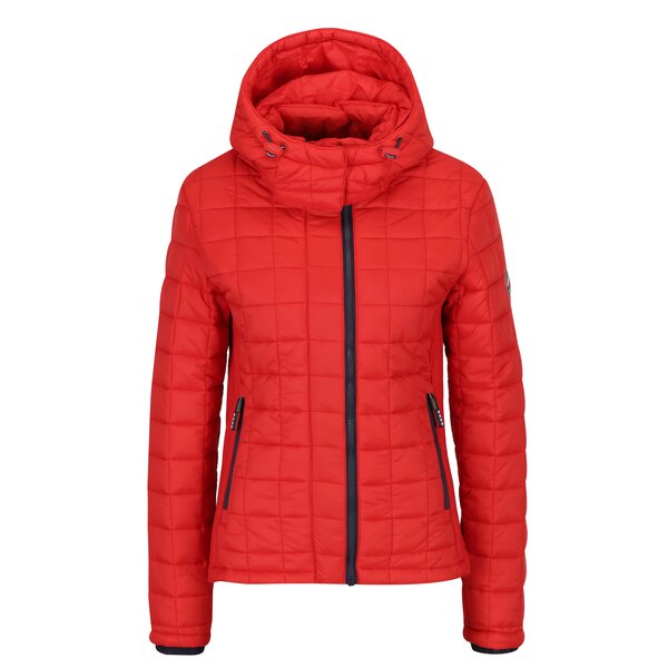 Geaca rosie matlasata cu gluga pentru femei - Superdry Hooded