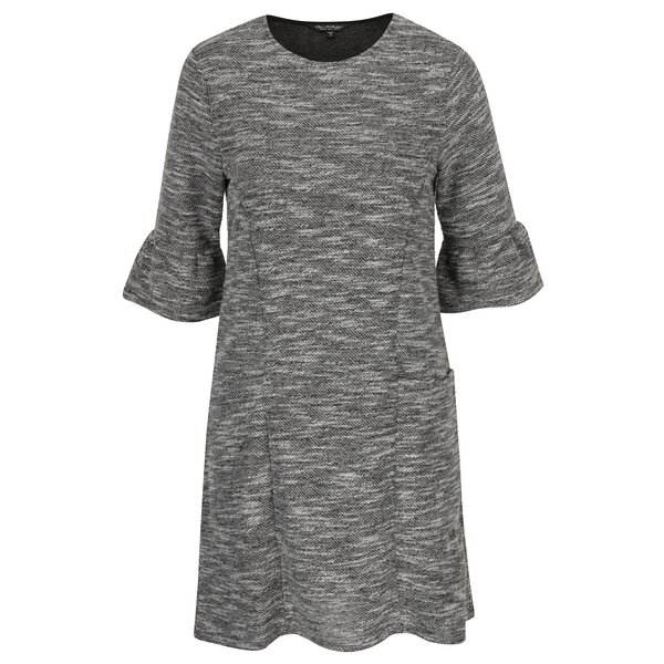 Rochie dreapta gri melanj cu maneci clopot Miss Selfridge