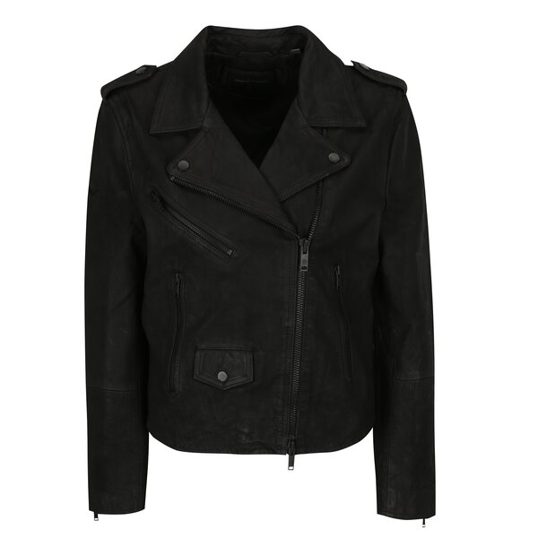 Jacheta neagra din piele pentru femei - Superdry Mhairi