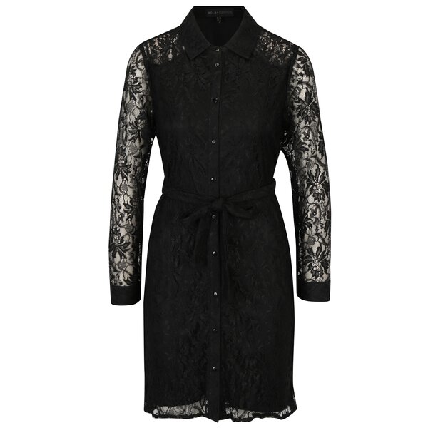 Rochie camasa neagra din dantela cu cordon Mela London