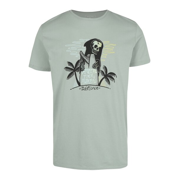 Tricou verde modern fit cu print Quicksilver Sunset Ripper