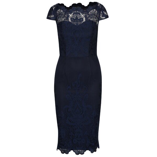 Rochie conica bleumarin cu dantela Chi Chi London Jourdanne