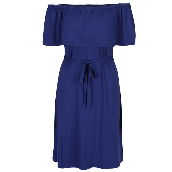 Rochie albastra cu volan si elastic in talie Dorothy Perkins