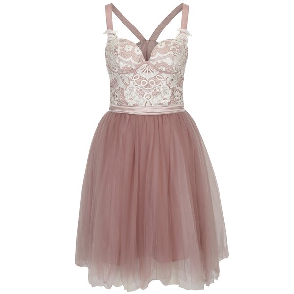Rochie roz prafuit&crem din dantela si tul Chi Chi London Selina