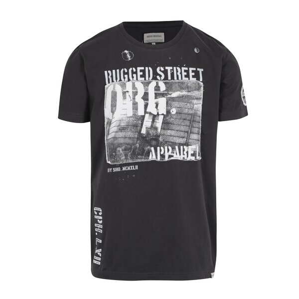 Tricou gri inchis cu aplicatie si print Shine Original