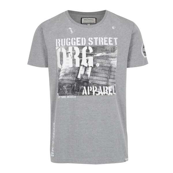 Tricou gri melanj cu aplicatie si print Shine Original