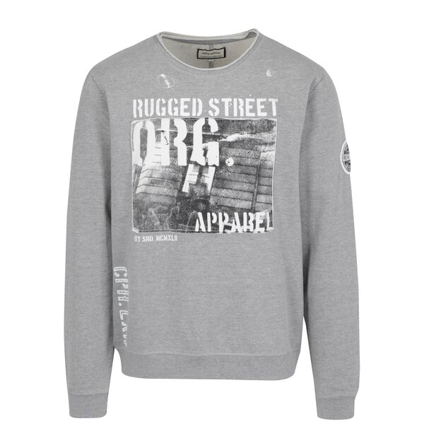 Bluza gri melanj cu aplicatie si print Shine Original