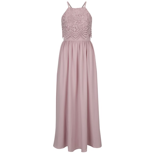 Rochie maxi roz prafuit cu dantela Chi Chi London Bianca