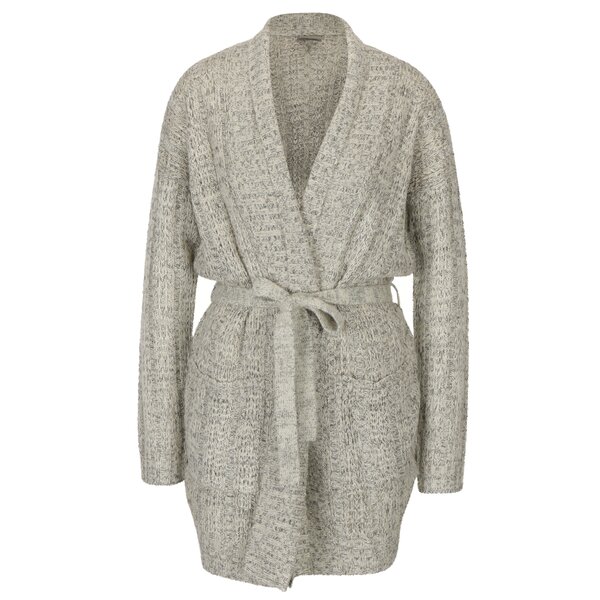 Cardigan gri deschis melaj cu cordon in talie si buzunare - VERO MODA Manda