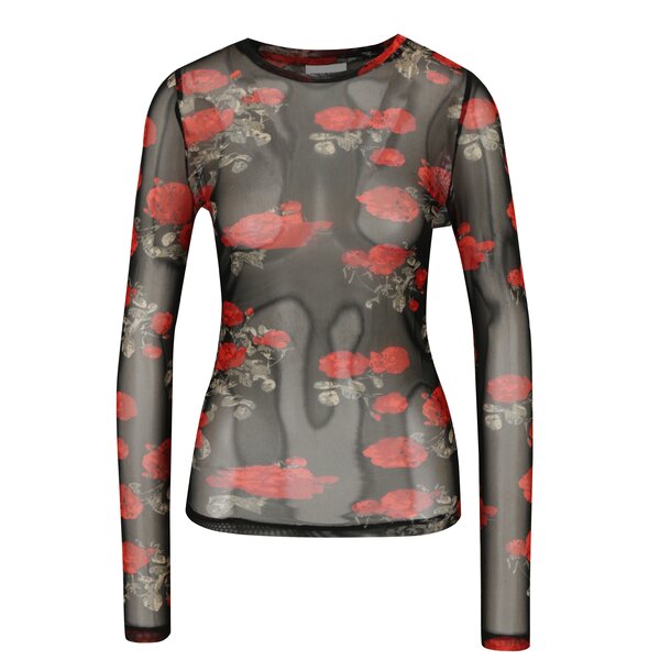 Bluza translucida neagra cu imprimeu floral - Noisy May Naya