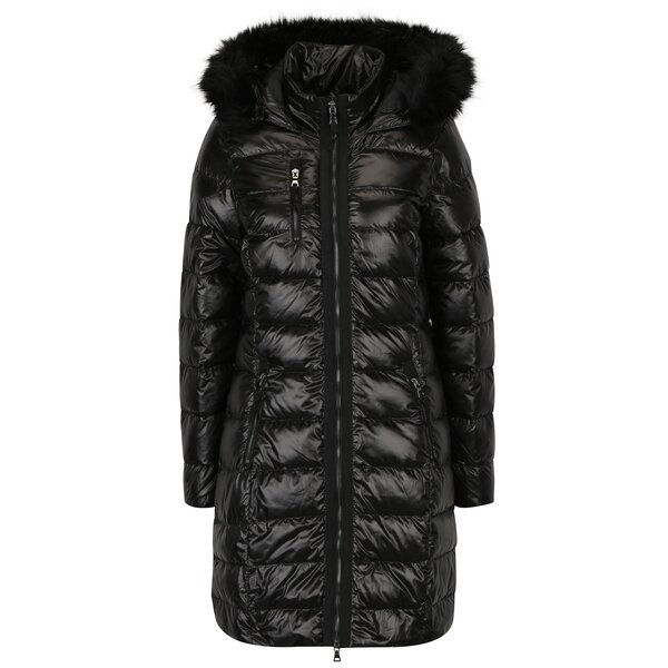 Geaca neagra matlasata din puf si pene cu gluga si blana artificiala - VERO MODA Onella