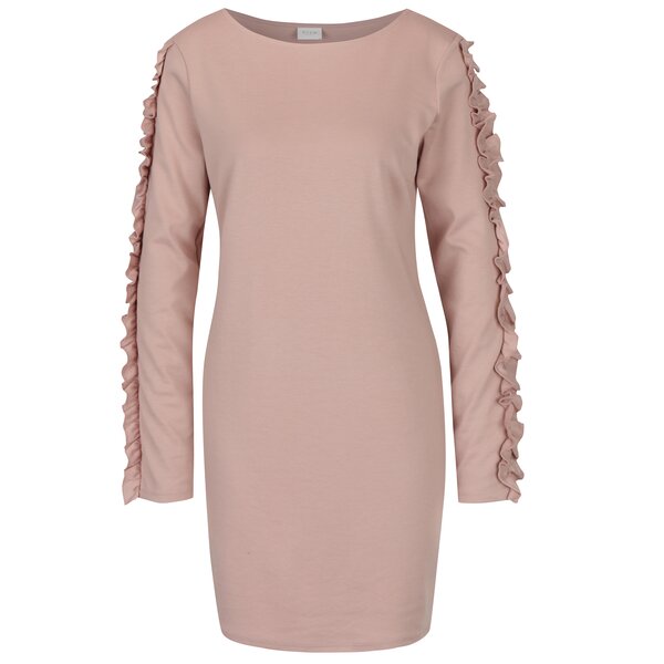 Rochie roz cu volane pe maneci - VILA Tinny