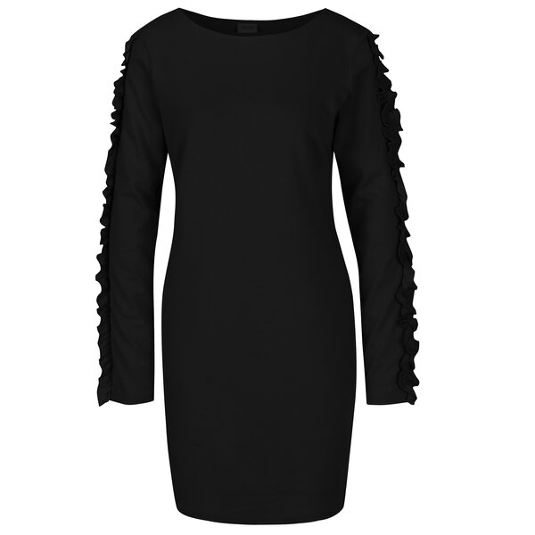 Rochie neagra cu volane pe maneci - VILA Tinny