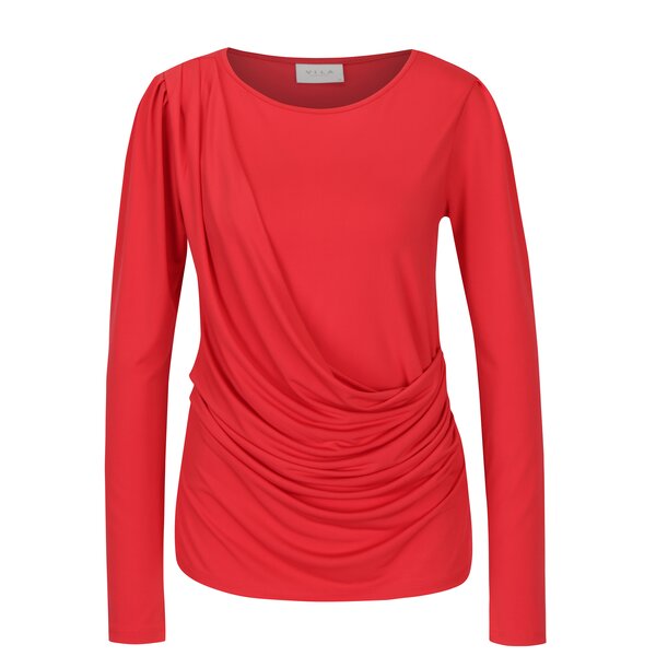 Bluza rosie cu falduri asimetrice - VILA Eltina