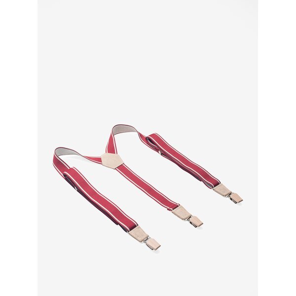 Bretele rosii cu detalii din lemn si piele pentru barbati - BeWooden Illa Suspenders