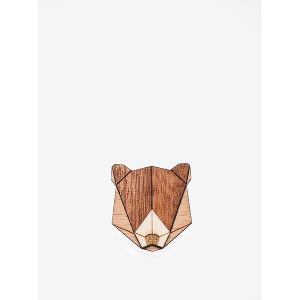 Brosa din lemn in forma de urs - BeWooden Bear Brooch