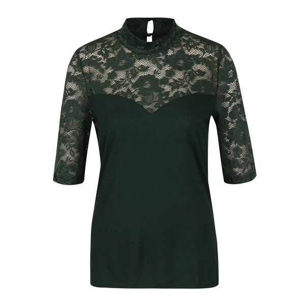 Bluza verde inchis cu dantela VERO MODA Sara
