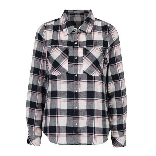 Camasa alb & bleumarin din flanel cu print tartan - Haily´s Tabea